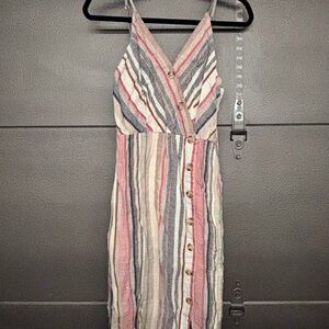 Express Striped Button-Down Midi Dress